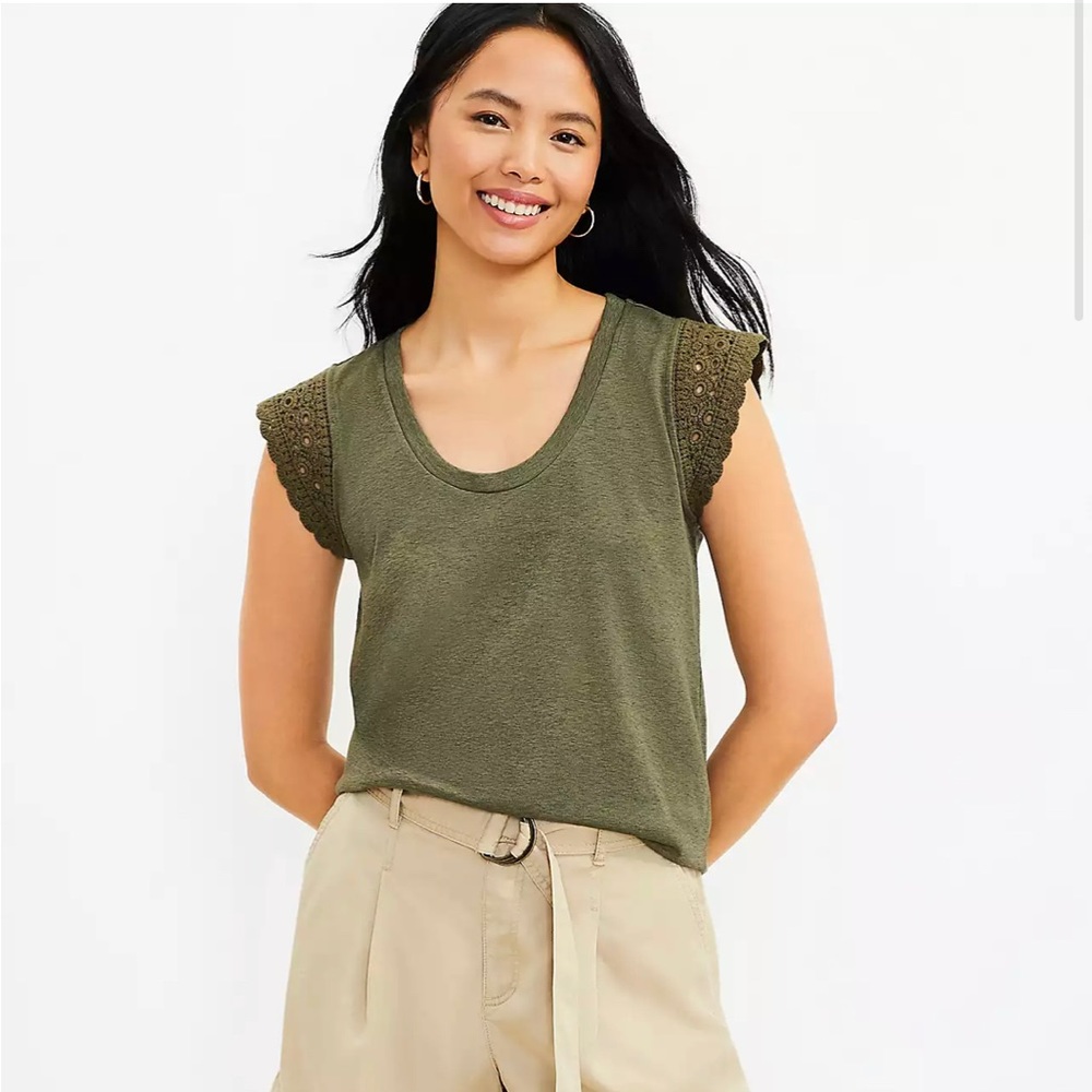 Anne Taylor Loft Ruffle Sleeve Tee